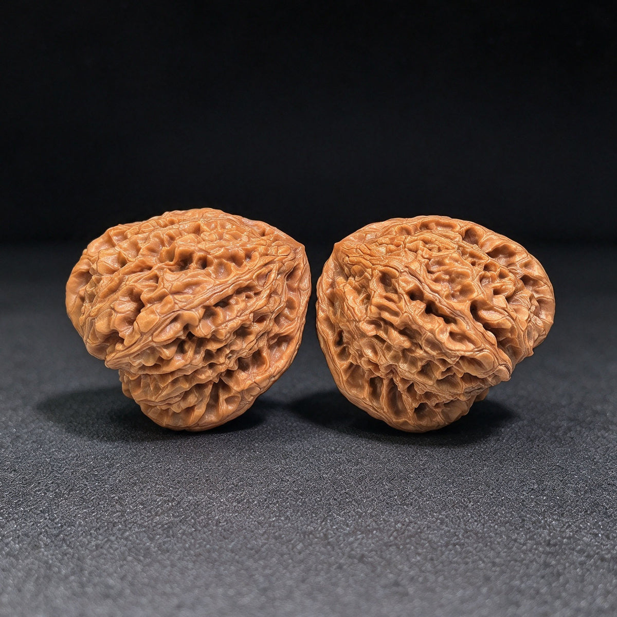 Wild-Form “Golden-Maned Lion King / Tian Can Jiao” Wenwan Walnut Pair — 46.0mm x 43.0mm | JMSW-C1E4E