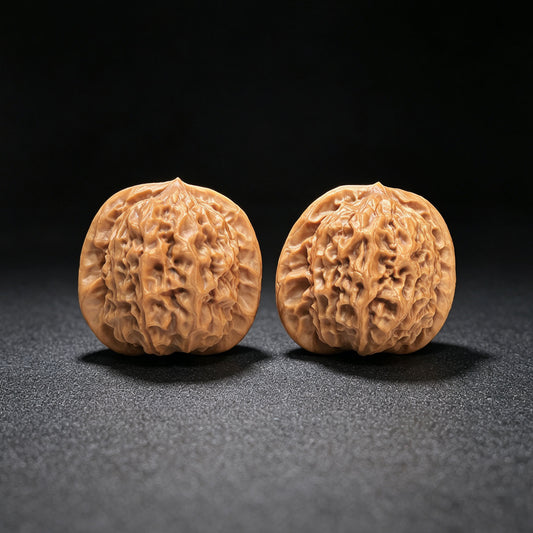 "Porcelain Doll" Ciwawawa Pocket Low-Profile Wenwan Walnuts Pair | 37.0mm x 35.0mm | CWW-SY1B4