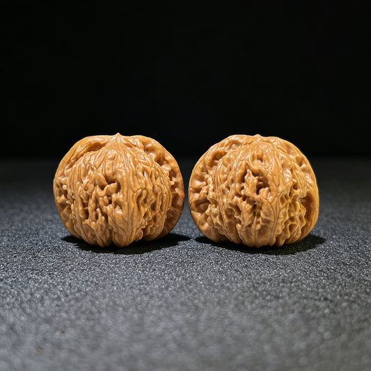 "Versteckter Apex Weißer Löwenkopf" Menjian Bai Shishi Wenwan Walnusspaar | 35.0mm x 34.0mm | MJBSZ-1101