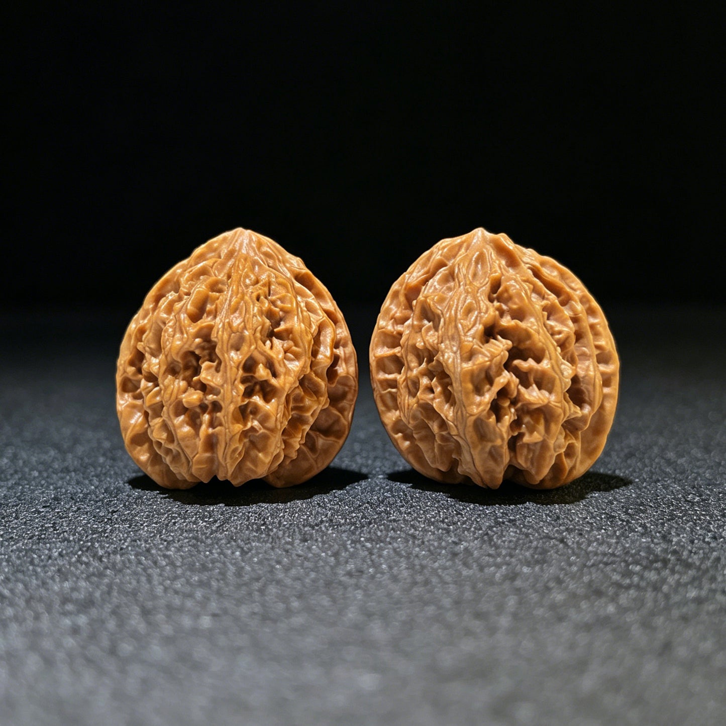 Apple Orchard (Pingguoyuan) Scholar Walnuts Pair | 33.0mm x 32.0mm | Miniature Pocket Format (Shou Nian) | Stock ID: PGY-1101