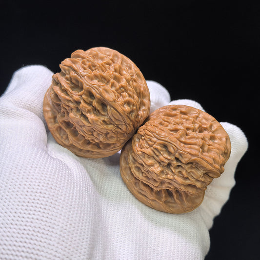 "Butterfly Millstone" Hudie Mopan Low-Profile Wenwan Walnuts Pair | 41.0mm x 37.0mm | MP-1505C