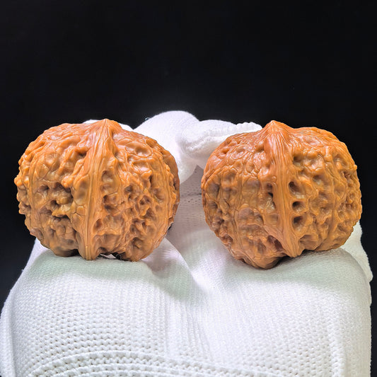 "Huangsongyu" (Huang Song Yu) Wild Niche Scholar Walnuts Pair | Compact 31.0mm x 35.0mm | Deep-Belly Pocket Format | Stock ID: HSY-1101