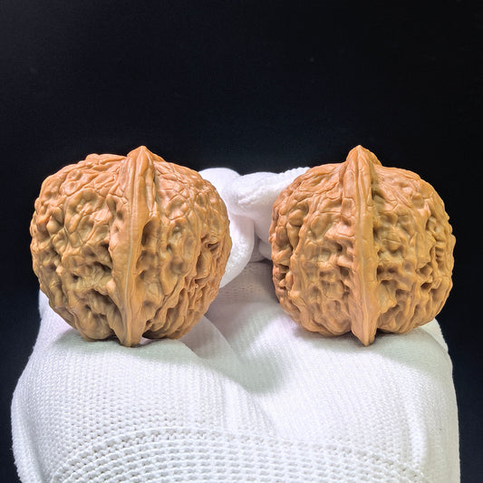 "Meteorite Ingot" Yuanshi Yuanbao Low-Profile Wenwan Walnuts Pair | 36.0mm x 36.0mm | YSYB-1102