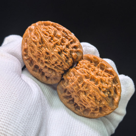 Triangle Concave-Base Nanjiangshi Scholar Walnuts Pair | Premium Select 38.0mm x 37.0mm | Classic Low-Profile Format | Stock ID: NJS-1513C