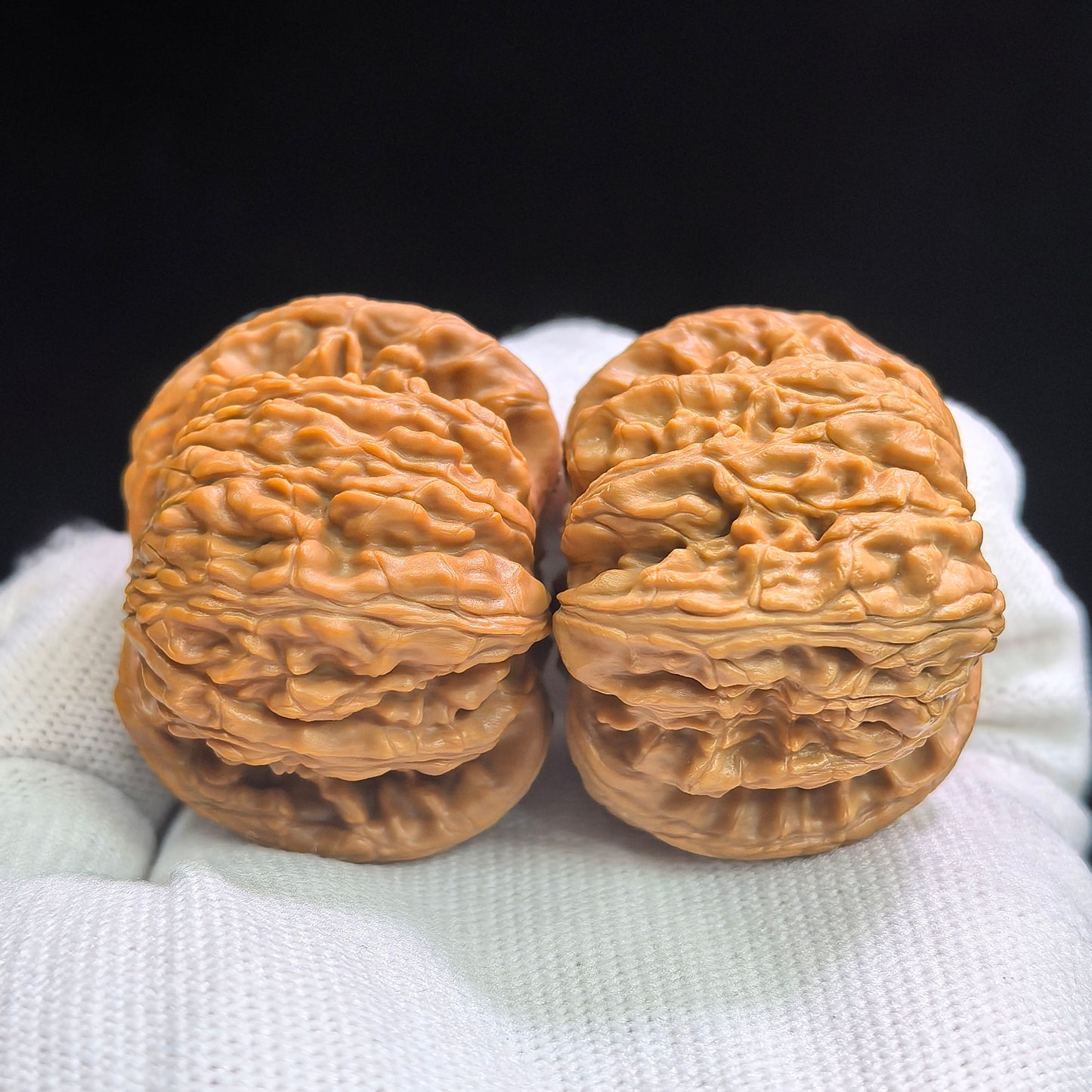 "Sunken Tip White Lionhead" Menjian Baishizi AJBSZ-17G8 Low-Profile Wenwan Walnuts Pair | 42.0mm x 40.0mm | AJBSZ-17G8
