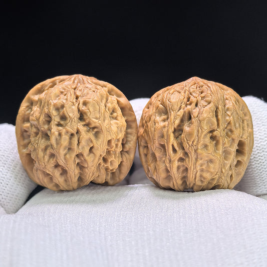 "Regenblumenstein" Yuhuashi Hand-Twist Shou Nian Wenwan Walnüsse (Paar) | 32.0mm x 33.0mm | Artikelnummer: YHS-1102