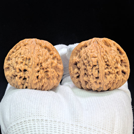 "Spherical Nanjiangshi Lionhead" Qiuxing Nanjiangshi NJS-1502C Low-Profile Wenwan Walnuts Pair | 41.0mm x 41.0mm | NJS-1502C