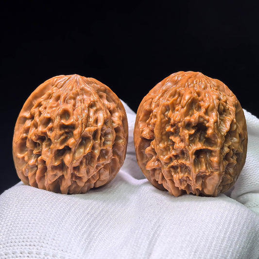 Ye Niu (Wild Bison) Scholar Walnuts Pair | 38.0mm x 39.0mm | Stock ID: YN-1405