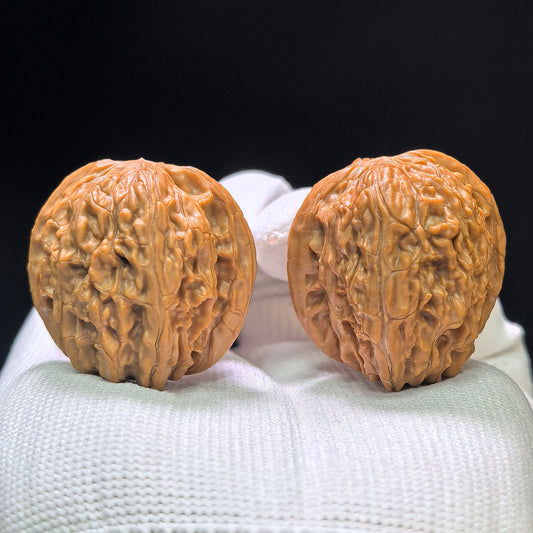 "Wild Pebble Millstone" Ye Sheng Shizi Mopan Wenwan Walnüsse (Paar) | 34.0mm x 35.0mm | Artikelnummer: SZMP-1401