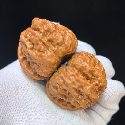 "Triangular Crystal Frog" Sanjiao Shuijingwa HMT-1502C Low-Profile Wenwan Walnuts Pair | 40.0mm x 41.0mm | HMT-1502C