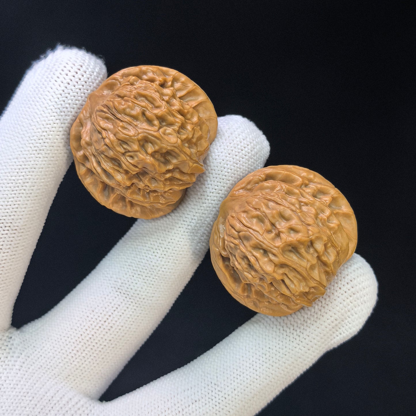 "Yearning Love" (Xiang Si) Scholar Walnuts Pair | 33.0mm x 32.0mm | Miniature Pocket Format (Shou Nian) | Stock ID: XS-SY1C2