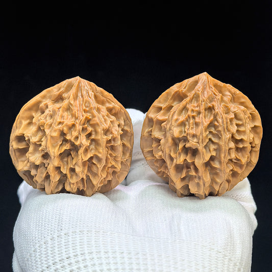 "Lantern Lionhead" Denglong Shizitou Low-Profile Wenwan Walnuts Pair | 45.0mm x 42.0mm | DL-1502C