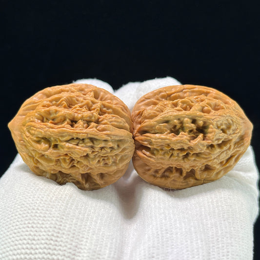 Mai Sui Hu Tou (Wheat Ear Tiger Head) Scholar Walnuts Pair | 33.0mm x 33.0mm | Stock ID: MSHT-1003