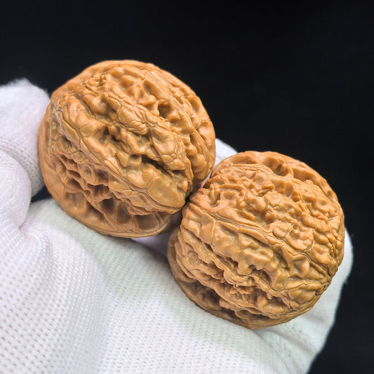 "Red Koi" Hongjinli HJL-17B1C Low-Profile Wenwan Walnuts Pair | 39.0mm x 42.0mm | HJL-17B1C