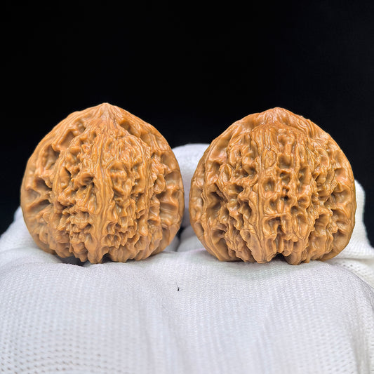 "Triangular Spherical Nanjiangshi" Sanjiao Qiuxing Nanjiangshi Low-Profile Wenwan Walnuts Pair | 39.0mm x 38.0mm | NJS-1510C