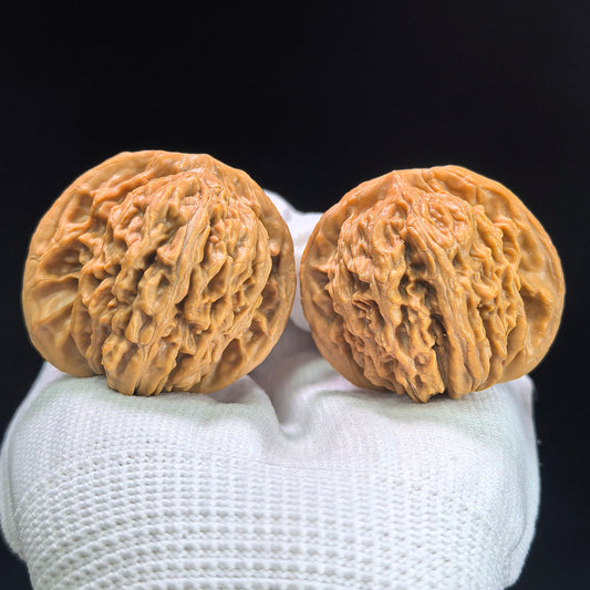 "Four-Tower Pavilion Lionhead" Sizouloutou SZL-1405 Low-Profile Wenwan Walnuts Pair | 41.0mm x 39.0mm | SZL-1405