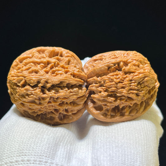 "Nanjiangshi Lionhead" Nanjiangshi NJS-1110 Low-Profile Wenwan Walnuts Pair | 39.0mm x 38.0mm | NJS-1110