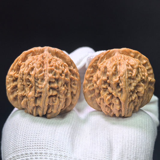 "Four-Seat Tower" Sizhoulou SZL-1406 Low-Profile Wenwan Walnuts Pair | 41.0mm x 40.0mm | SZL-1406
