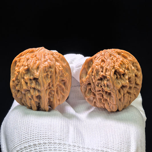 "Tall-Stance Millstone" Gaochun Mopan Classic Heritage Wenwan Walnuts Pair | 37.0mm x 37.0mm | MP-1117