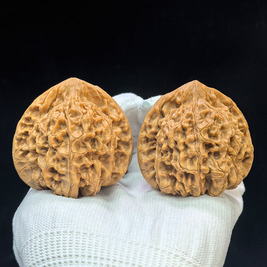 "Peach-Heart Concave Base Kylin" Taoxin Aodi Qilinwen Low-Profile Wenwan Walnuts Pair | 48.0mm x 43.0mm | TXADQLW-1501C