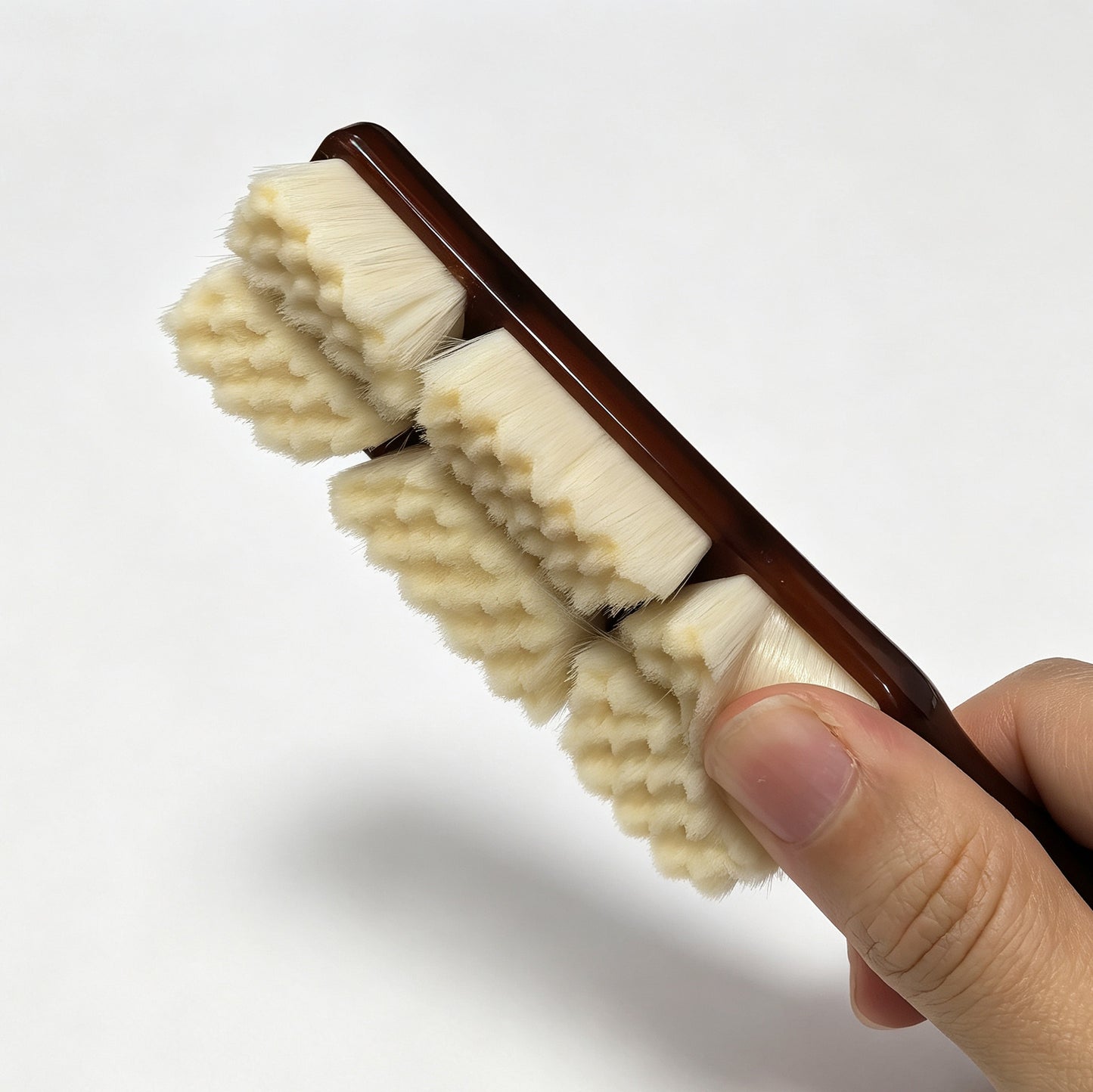 6-Row Soft Bristle Wenwan Brush, Non-slip Rubber Handle Polishing Cleaning Tool for Walnut, Wood Beads, Jewelry Deep Dust Removal