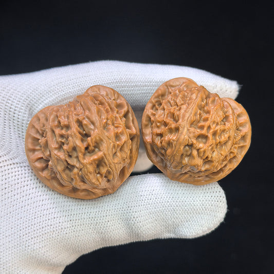 "Peach-Heart Palace Lantern" Taoxin Gongdeng Pocket Low-Profile Wenwan Walnuts Pair | 35.0mm x 35.0mm | GD-SY1B10