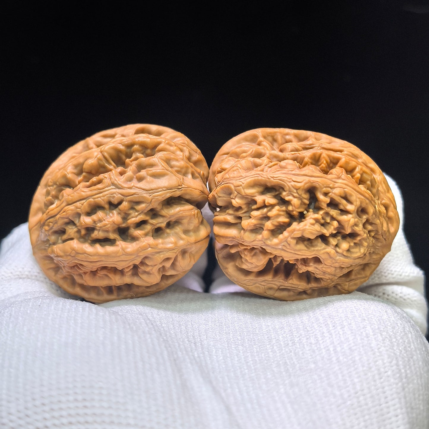 "Thick Ridge Lord of the Mountain Half-Wall" Cujin Zashandiao Banbi Wenwan Walnuts Pair | 39.0mm x 41.0mm | CJZSDBB-CG215E