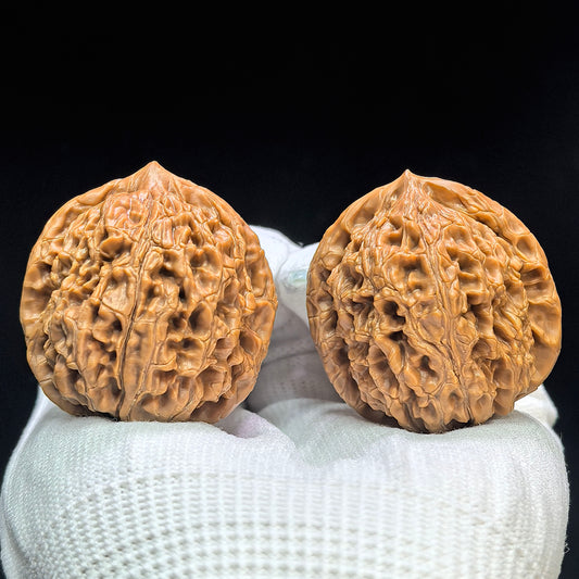 "Water Dragon Texture" Shuilongwen Low-Profile Wenwan Walnuts Pair | 38.0mm x 39.0mm | SLW-1504C