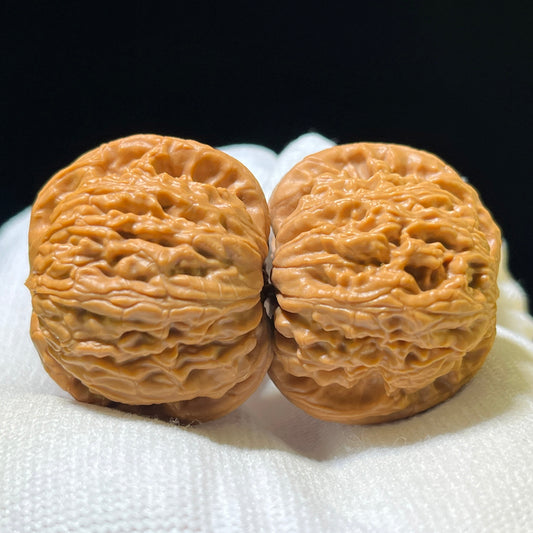 "Versteckter Apex Weißer Löwenkopf" Menjian Bai Shishi Wenwan Walnusspaar | 35.0mm x 34.0mm | MJBSZ-1101