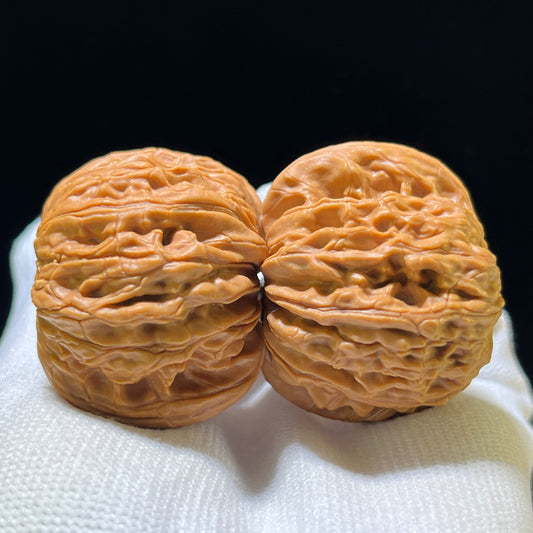 The "Ancient Millstone" (Mo Pan) Select Miniature Scholar Walnuts | 39.0mm x 38.0mm | Compact Shou Nian Format | MP-1108
