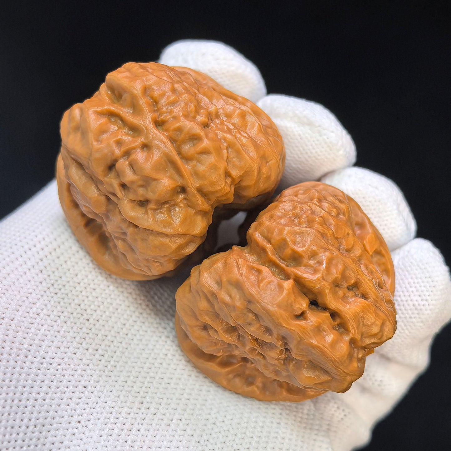 "Crystal Toad Frog" Chanchu Shuijingwa HMT-1503C Low-Profile Wenwan Walnuts Pair | 38.0mm x 40.0mm | HMT-1503C