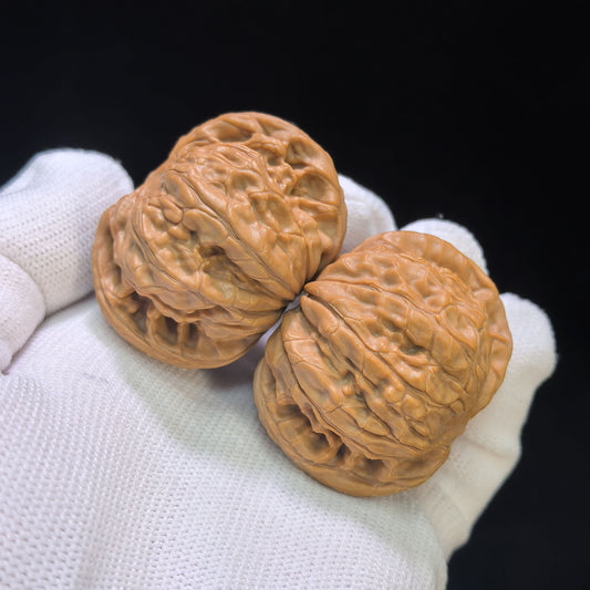 "Classic Millstone" Zheng Mopan Low-Profile Wenwan Walnuts Pair | 42.0mm x 38.0mm | MP-1506C