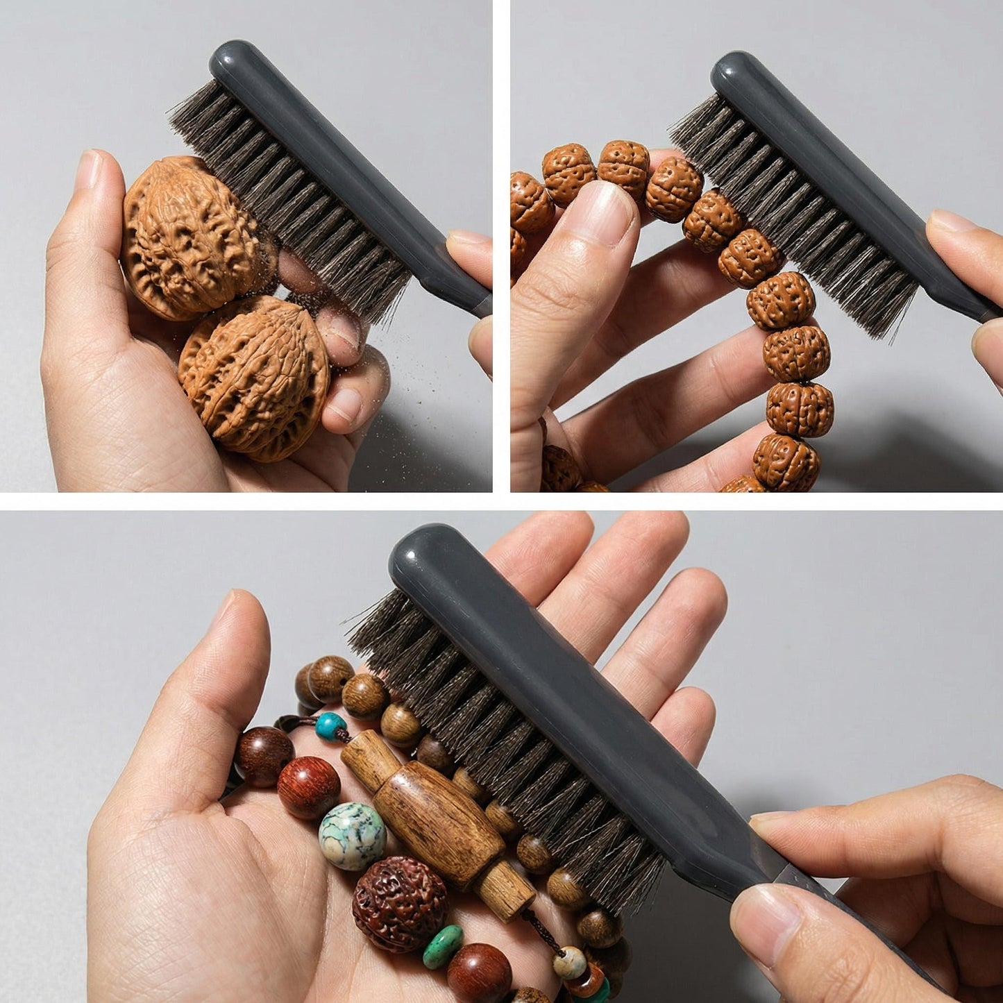 Professional Wenwan Walnut Wire Brush Set | Soft 304 Steel Polishing Brush & Single-Row Hard Steel Cleaning Brush