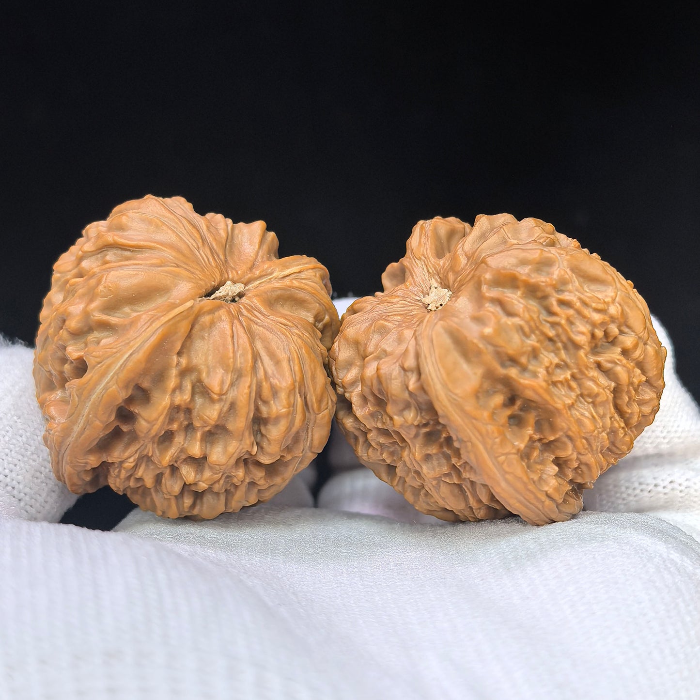 "Heart-Shaped Concave Base White Lion" Aodi Xinxing Baishizi Low-Profile Wenwan Walnuts Pair | 38.0mm x 37.0mm | BSJ-SY1F2