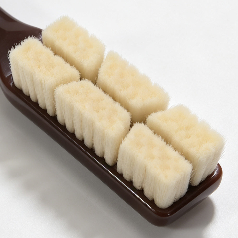 6-Row Soft Bristle Wenwan Brush, Non-slip Rubber Handle Polishing Cleaning Tool for Walnut, Wood Beads, Jewelry Deep Dust Removal
