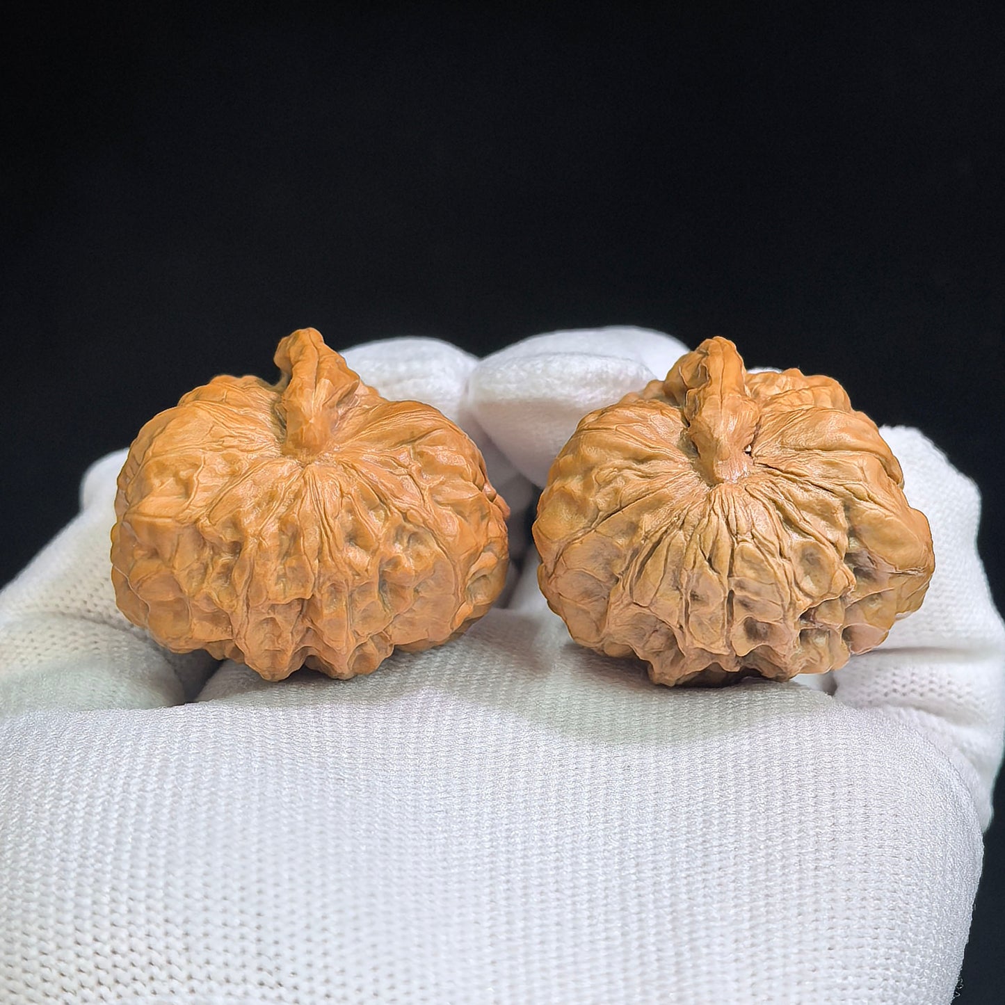 "Squatting Toad Smooth Sailing" (Wa Yifan / Hama Dun) Scholar Walnuts Pair | 33.0mm x 36.0mm | Deep-Belly Pocket Stance | Collector Grade E | Stock ID: WFN-SY1B5