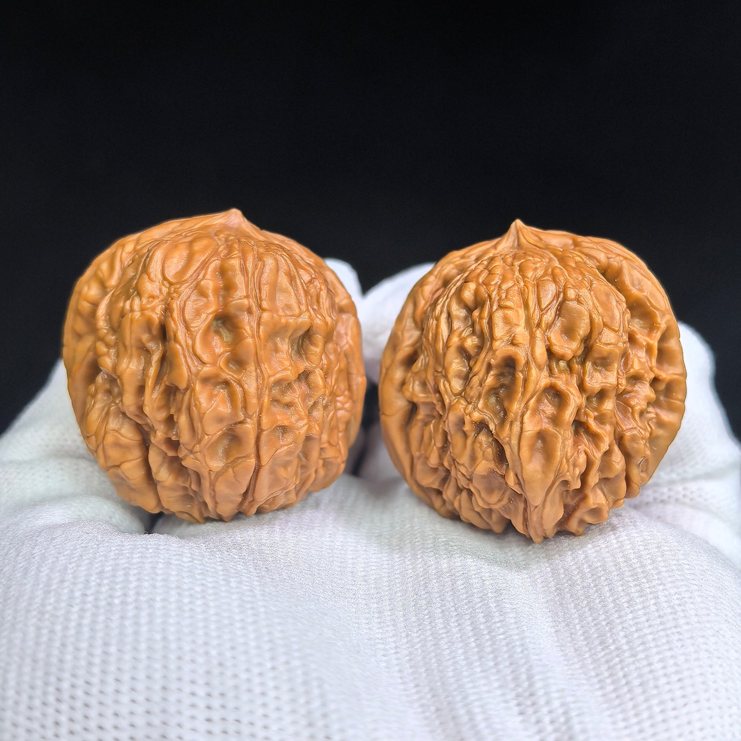 "Mountain Vulture Door Pier" (Mendun Zuo Shan Diao) Scholar Walnuts Pair | 36.0mm x 39.0mm | Deep-Belly Pocket Stance | Collector Grade Masterpiece | Stock ID: MD-SY1E5