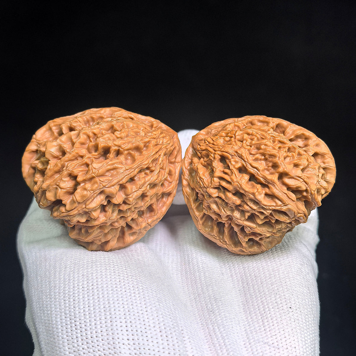 Wild-Form “Golden-Maned Lion King / Tian Can Jiao” Wenwan Walnut Pair — 46.0mm x 43.0mm | JMSW-C1E4E
