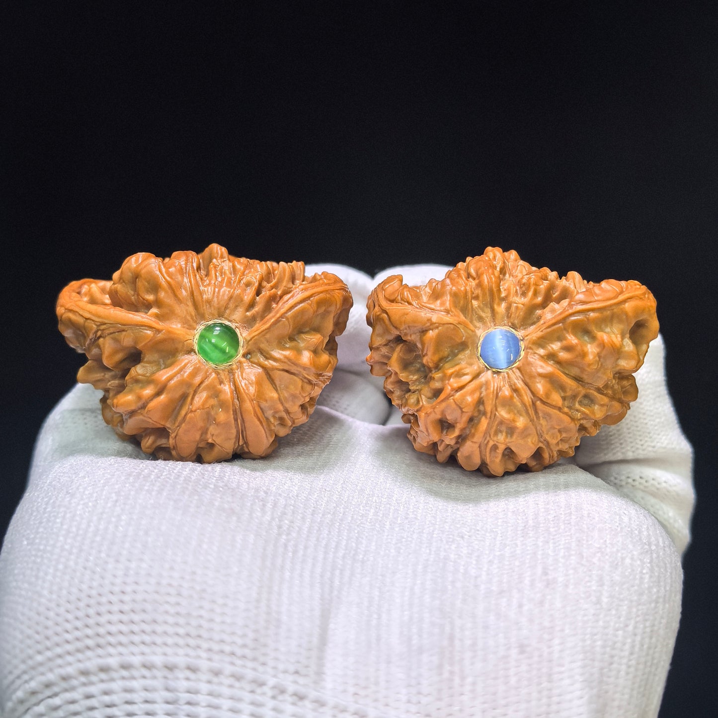 "Official Hat Snake Head" Guanmao Shetiao Inlaid Wenwan Walnuts Pair | 43.0mm x 34.0mm | GMSXQ-01SY
