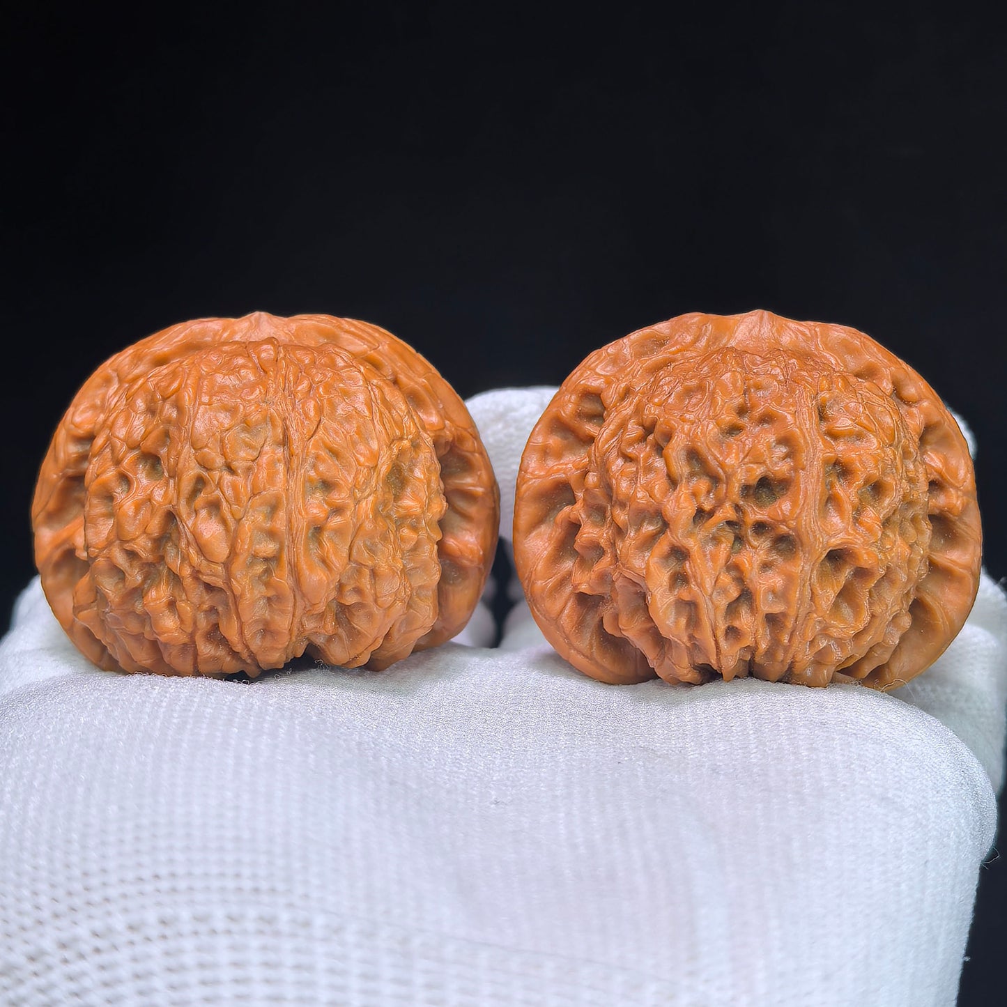 Premium Xue Qi Lin Wenwan Walnuts 45x42mm - Pair #XQL-1301C - Blood Kylin Lion Head Hand Exerciser - Heavy Scale Texture Fidget Toy