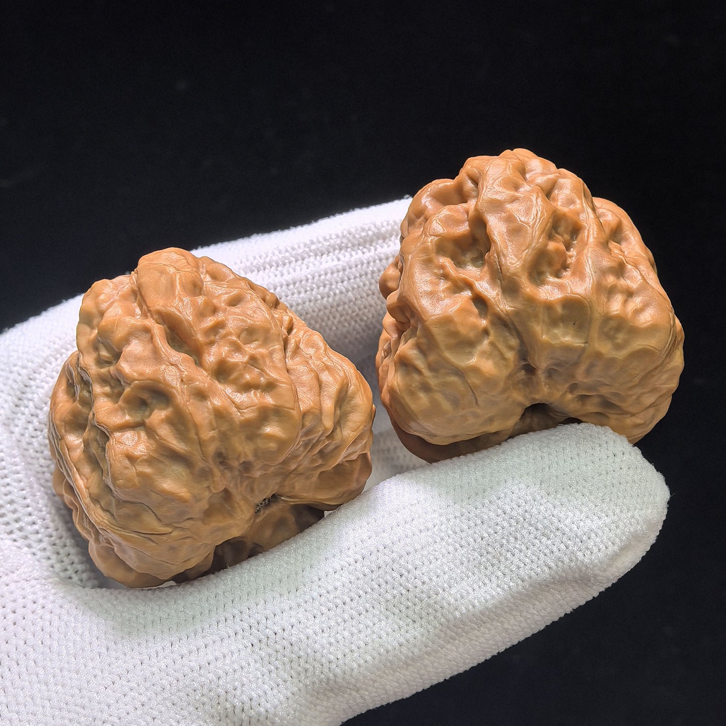 "Pocket Crystal Frog Half-Wall" Pocket Size Shuijingwa Banbi Wenwan Walnuts Pair | 34.0mm x 38.0mm | XZSJWBB-CG216E