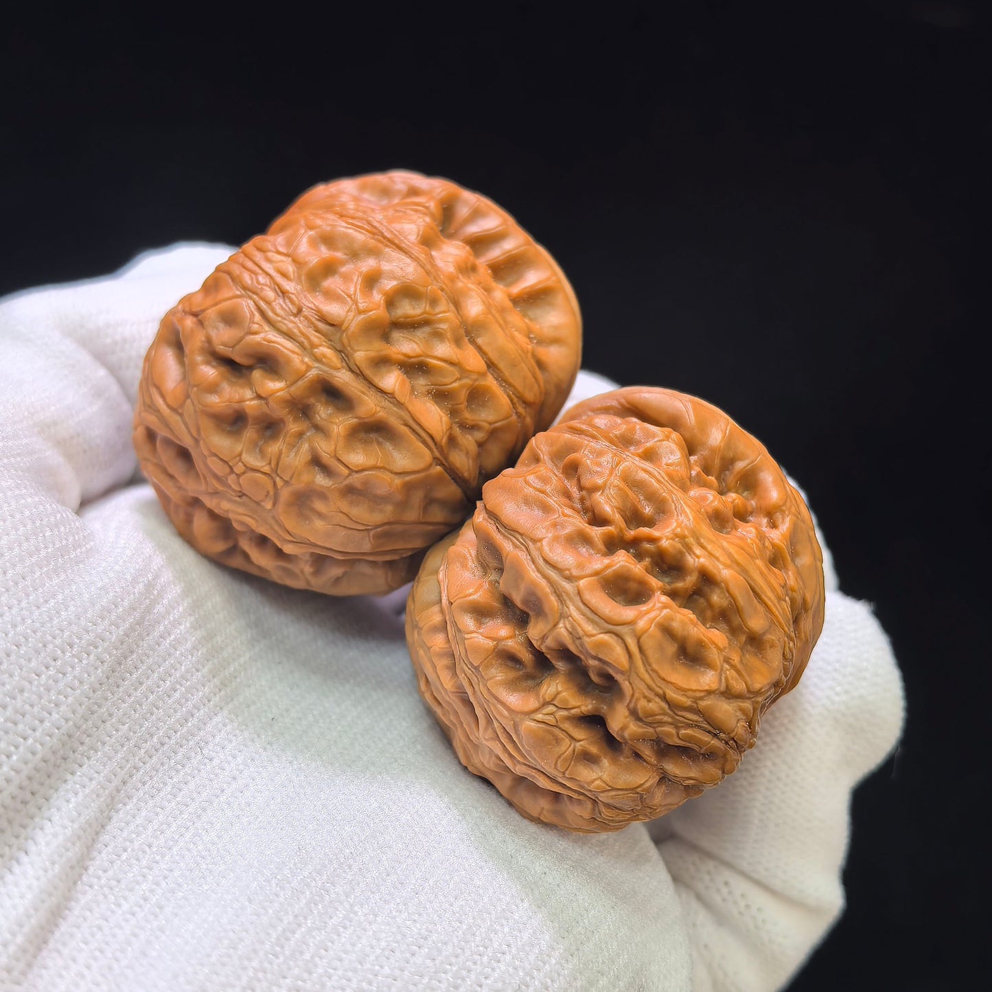 "Pinggu Ingot Clairvoyant Ear" Pinggu Yuanbao Shunfenge Wenwan Walnuts Pair | 39.0mm x 44.0mm | PGYBSFE-CG214E