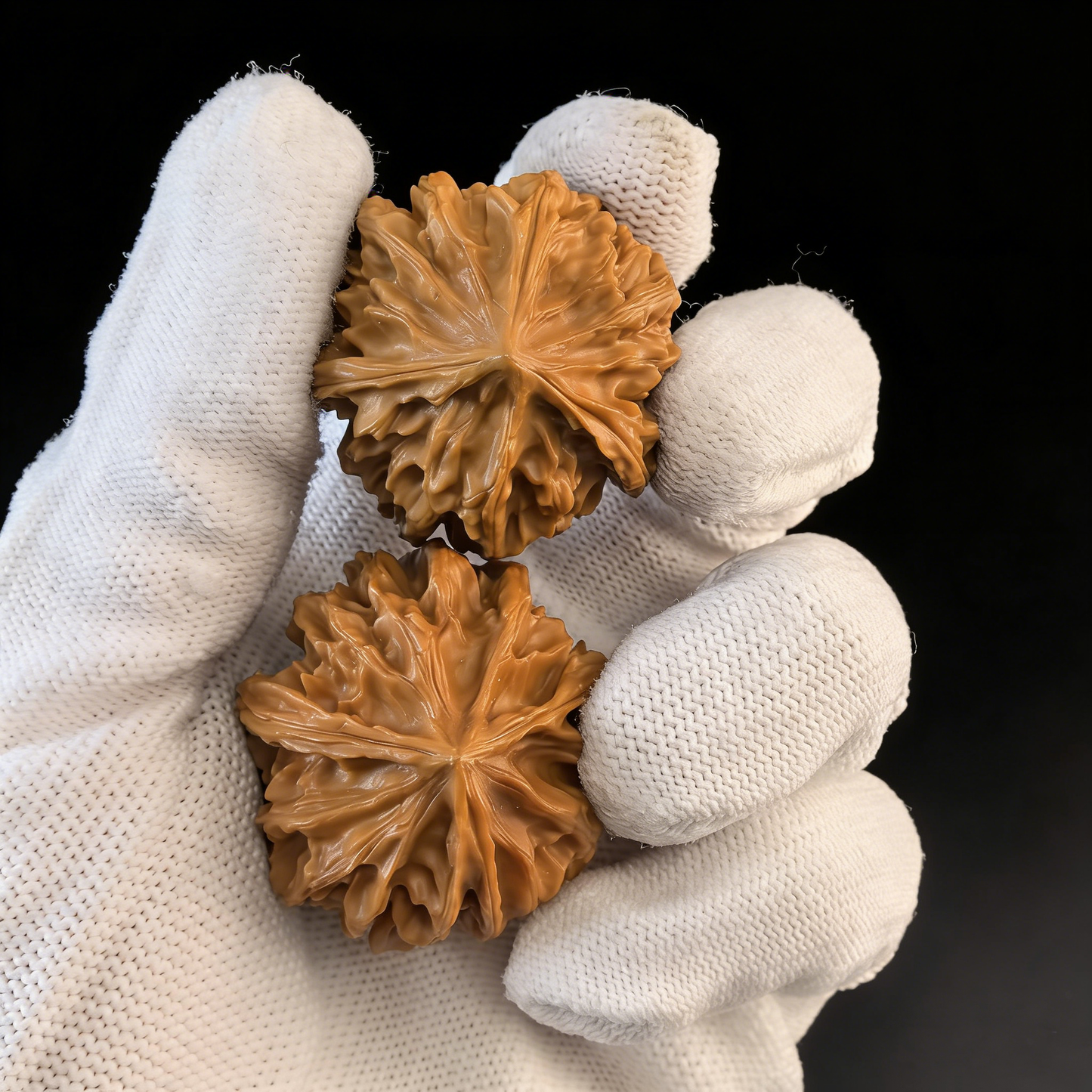 The "Mercedes" Pair – Natural 3-Ridge (San Leng) Walnuts | #SL-30 (Rare Find)