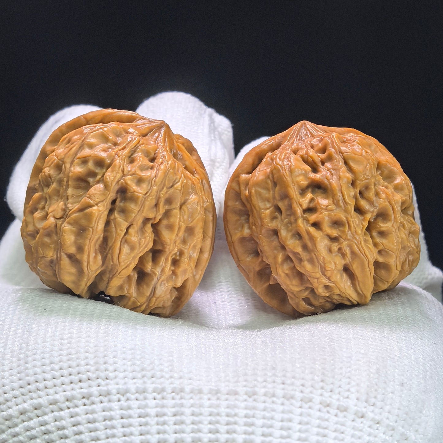 "Rain Flower Stone" Yuhuashi Hand-Twist Shou Nian Wenwan Walnuts (Pair) | 31.0mm x 31.0mm | Stock ID: YHS-1404