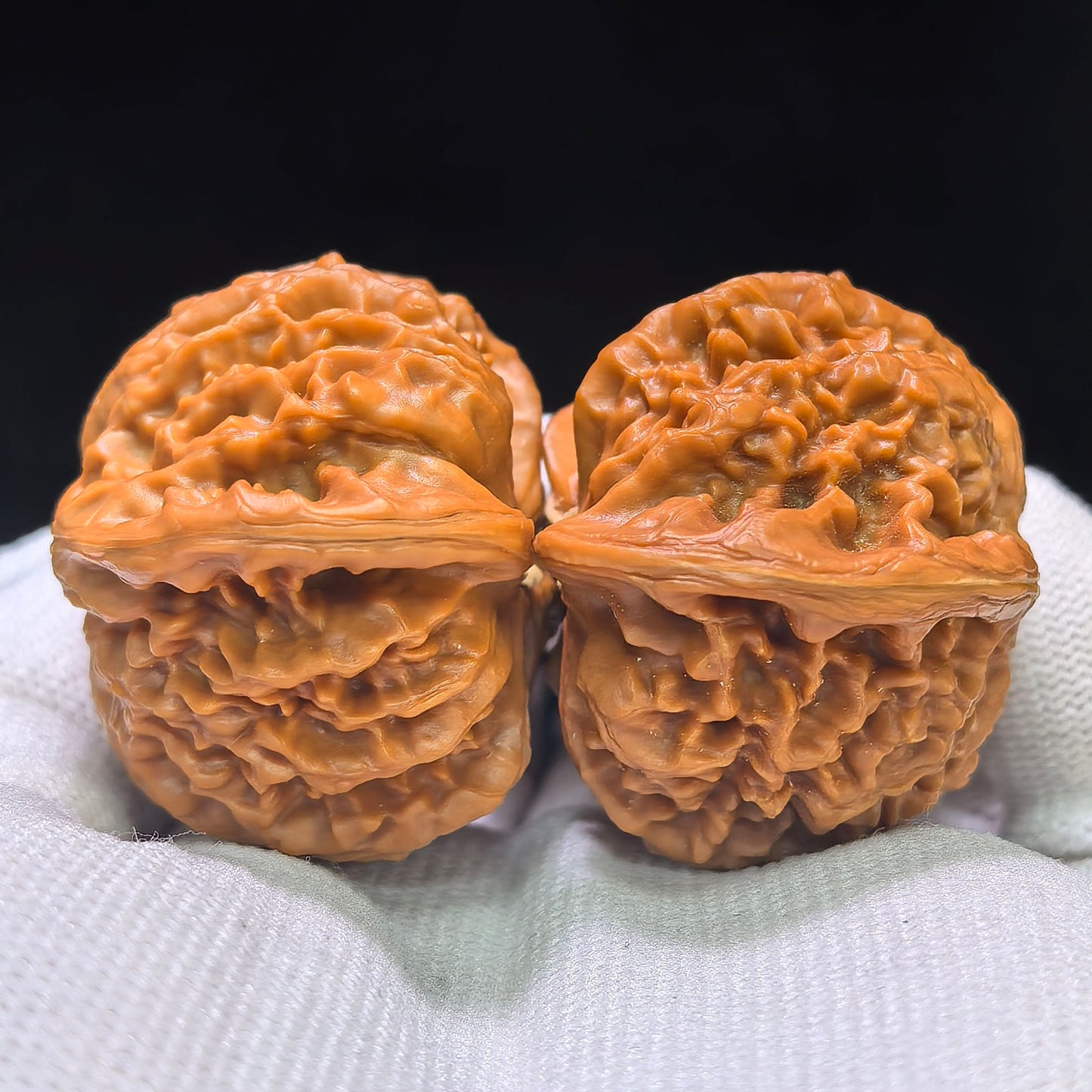 "Palace Lantern Butterfly Smooth-Sailing" (Gongdeng Hudie Yifan) Scholar Walnuts Pair | 39.0mm x 37.0mm | Singularities Grade Masterpiece | Stock ID: GDHDYF-CG205E