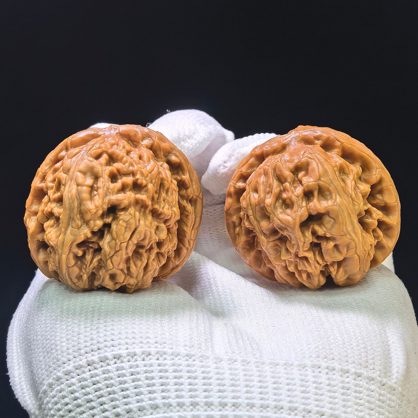 "Meteorite Ingot" Yinshi Yuanbao Pocket Low-Profile Wenwan Walnuts Pair | 36.0mm x 38.0mm | YSYB-1103