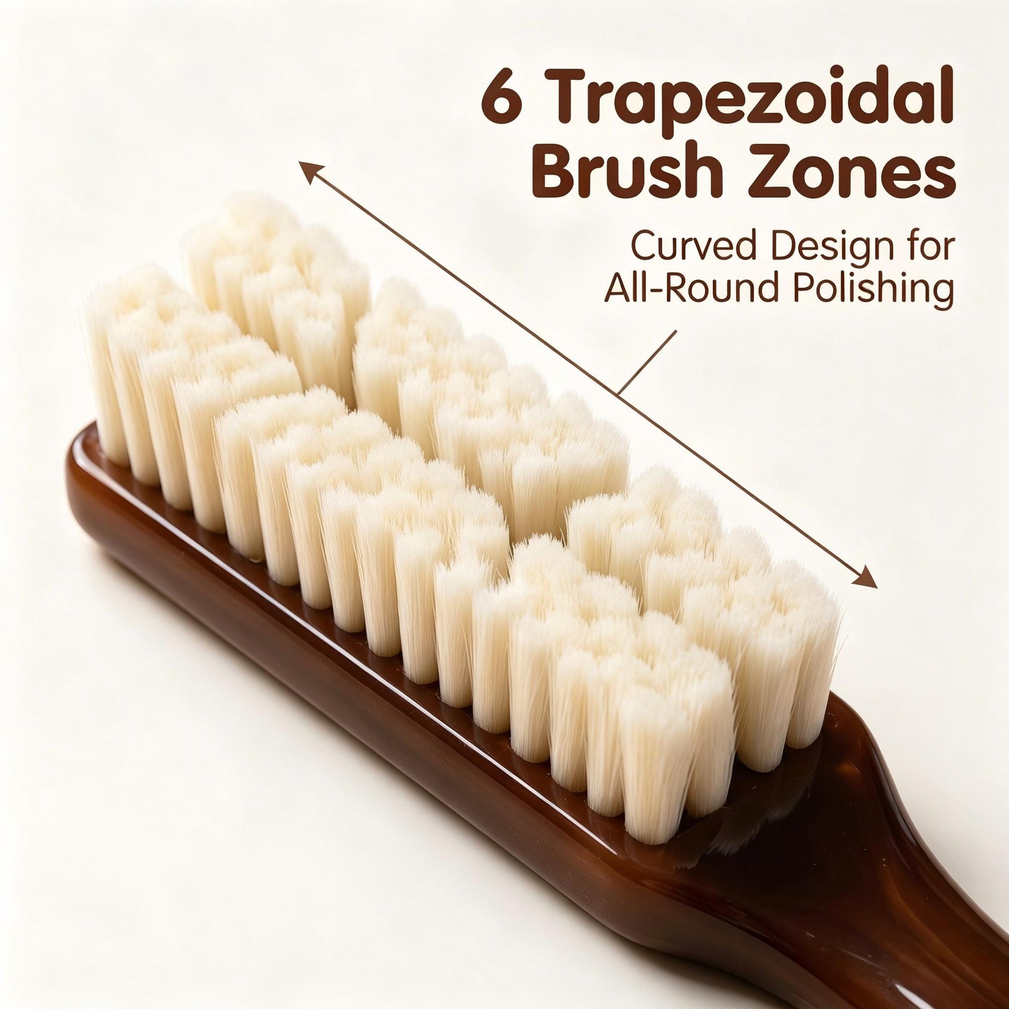 6-Row Soft Bristle Wenwan Brush, Non-slip Rubber Handle Polishing Cleaning Tool for Walnut, Wood Beads, Jewelry Deep Dust Removal