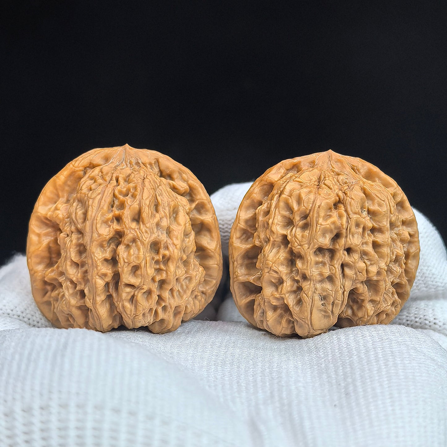 "Concave Base Rain Flower Stone" Concave Base Yuhuashi BDYHS-17A3C Low-Profile Wenwan Walnuts Pair | 35.0mm x 33.0mm | BDYHS-17A3C