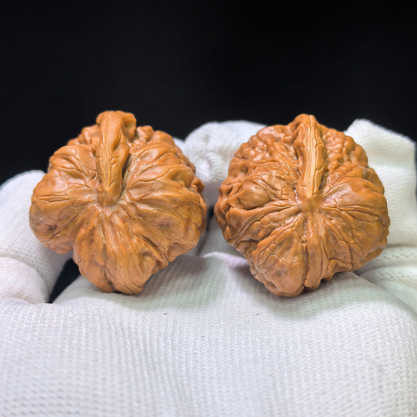 "Toad Head Smooth-Sailing" (Hamatou Yifan Fengshun) Scholar Walnuts Pair | 27.0mm x 35.0mm | Miniature Inverse Profile | Singularities Grade Masterpiece | Stock ID: HMTYF-401E