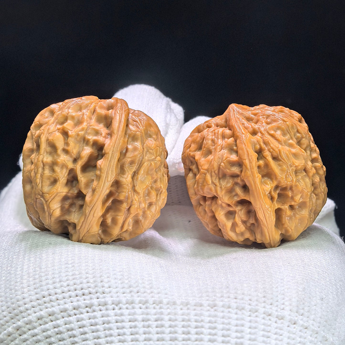 "Rain Flower Stone" Yuhuashi Hand-Twist Shou Nian Wenwan Walnuts (Pair) | 31.0mm x 31.0mm | Stock ID: YHS-1404